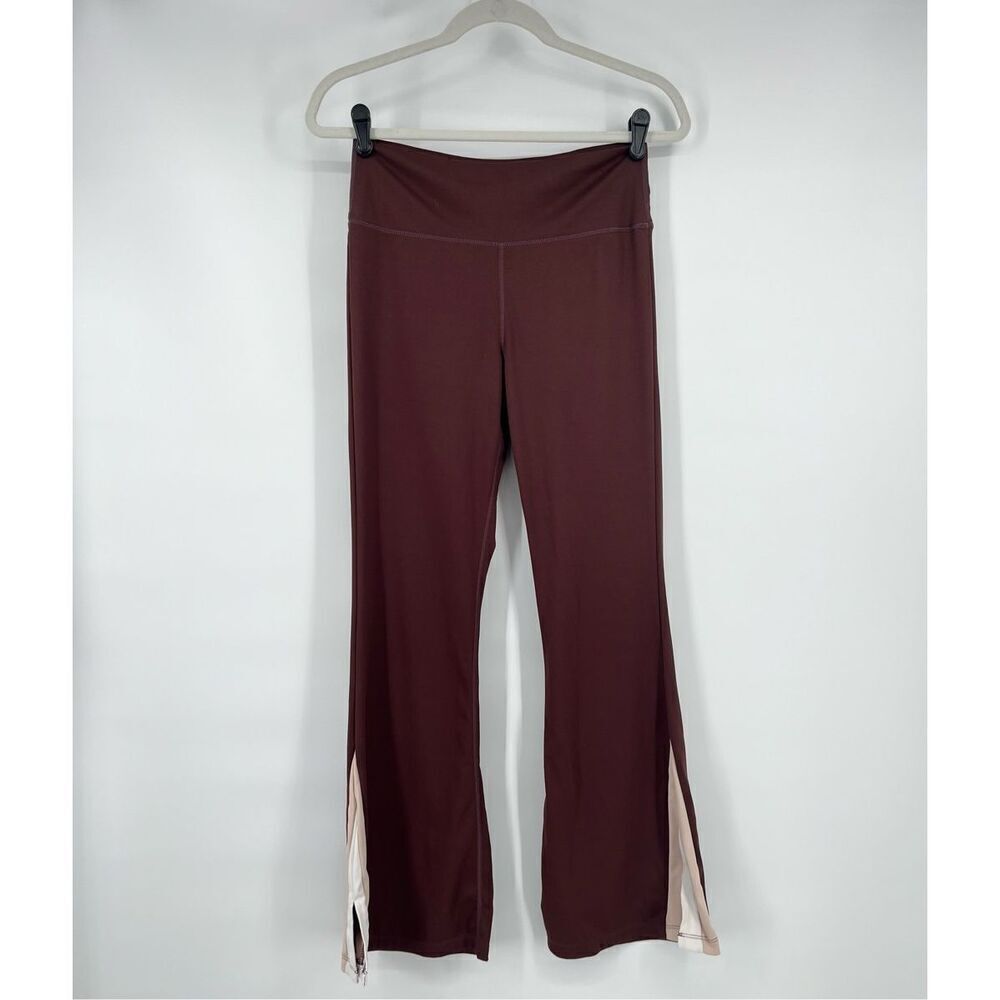 WILO the Label Women's Burgundy Activewear Stretch Ankle Flare Pants Size Medium